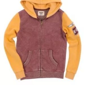 Boy's Butter Super Soft Colorblock Zip Hoodie, Size M (10-12) - Burgundy